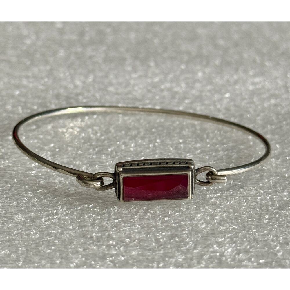 James Avery Retired Palais Ruby Rouge Silver Hook On Bracelet W/ JA Box & Pouch
